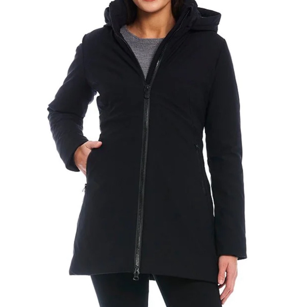 SAVE THE DUCK - Lila Hooded Long Sleeve Zip Front Water Repellent Coat